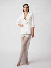 Sheer embellished pants with blazer